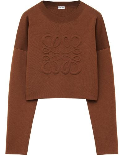 Loewe Cropped Anagram Sweater - Brown