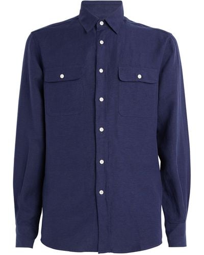 Ralph Lauren Purple Label Silk-linen Shirt - Blue