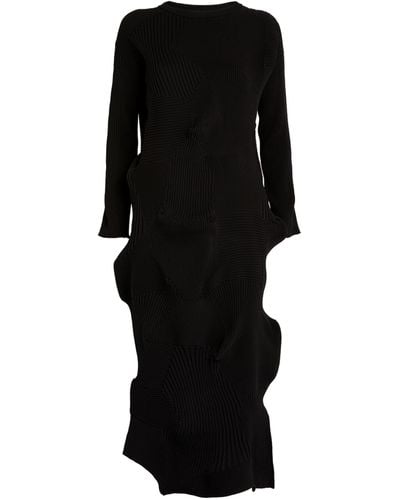 Issey Miyake Knitted Kone Kone Midi Dress - Black