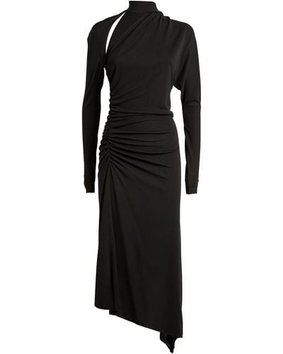 Victoria Beckham Vb Asymmetric Midi Dress - Black