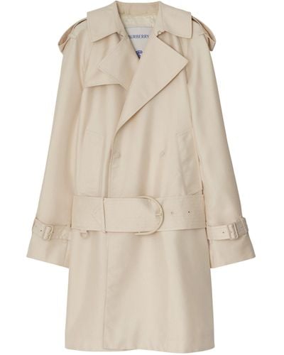 Burberry Silk-blend Trench Coat - Natural