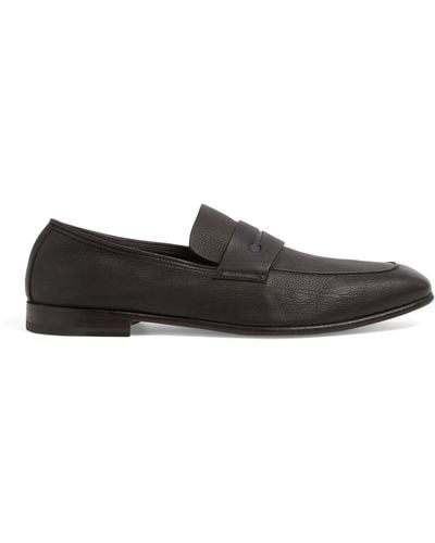 Zegna Leather L'asola Loafers - Black