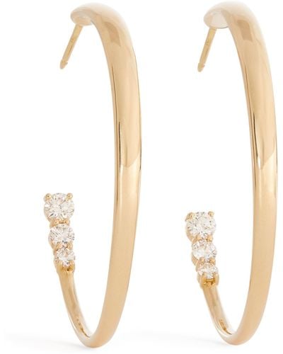 Melissa Kaye Yellow Gold And Diamond Aria Hoop Earrings - Metallic