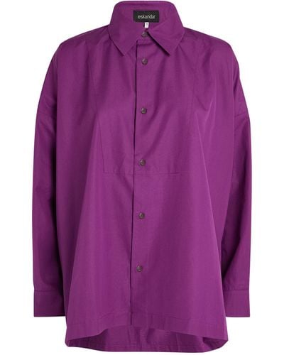 Eskandar Cotton A-line Shirt - Purple