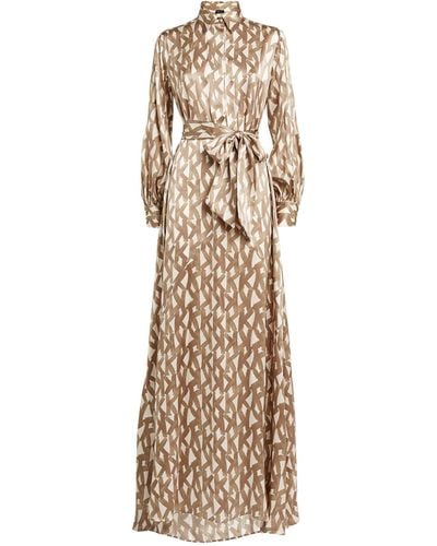Kiton Silk Belted Maxi Dress - Natural