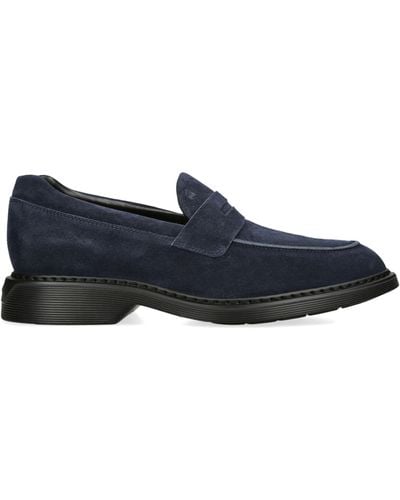 Hogan Suede H576 Penny Loafers - Blue
