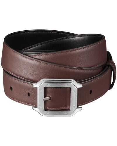 Cartier Leather Santos De Reversible Belt - Black