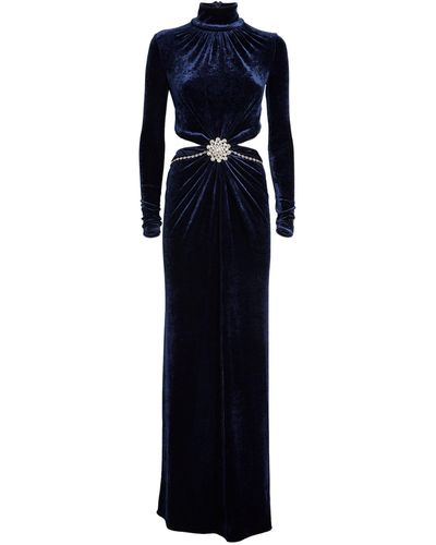 Rabanne Velvet Jewel-embellished Gown - Blue