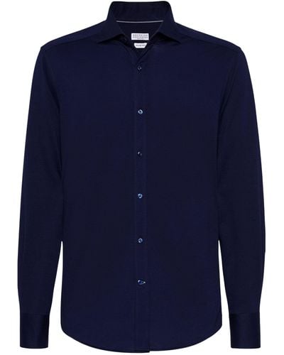 Brunello Cucinelli Cotton Long-sleeve Shirt - Blue