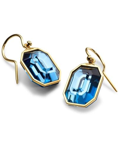 Baccarat Gold Vermeil And Crystal Harcourt Earrings - Blue