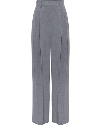 Brunello Cucinelli Wool Panama Wide-leg Trousers - Grey