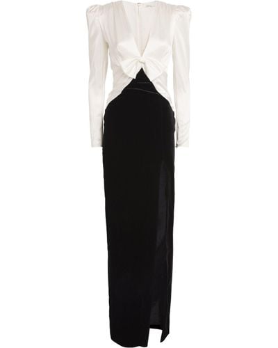 Alessandra Rich Velvet And Silk Maxi Dress - Black