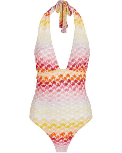 Missoni Knitted Halterneck Swimsuit - Pink