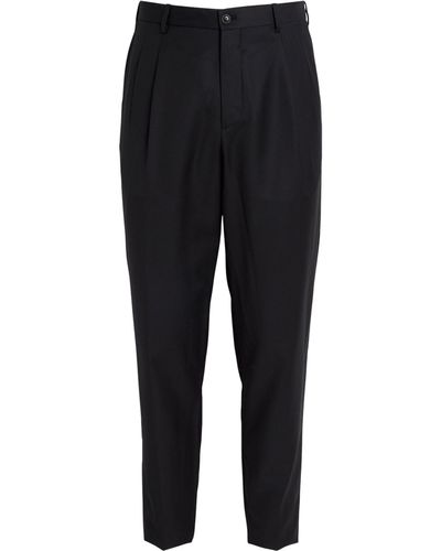 Giorgio Armani Virgin Wool Tailored Trousers - Black