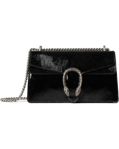 Gucci Small Patent Leather Dionysus Shoulder Bag - Black