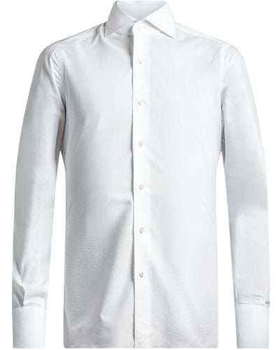 Isaia Cotton-linen Dress Shirt - White