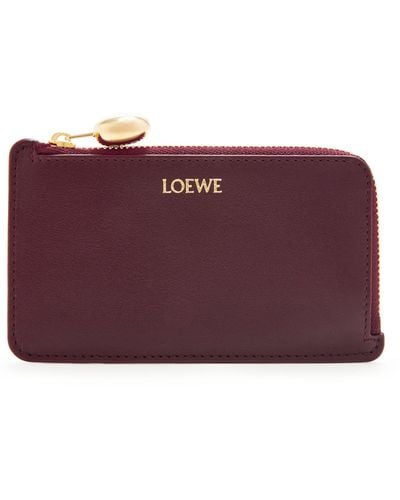 Loewe Leather Pebble Card Holder - Purple