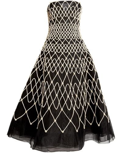 Carolina Herrera Strapless Embellished Midi Dress - Black