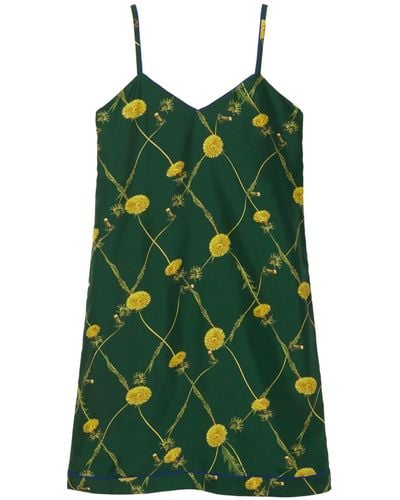 Burberry Silk Dandelion Midi Dress - Green