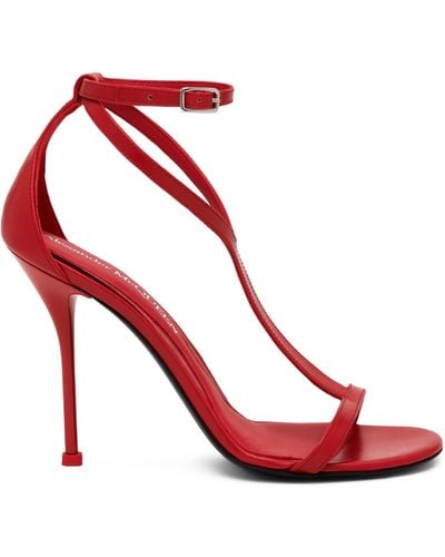 Alexander McQueen Leather Harness Heeled Sandals 90 - Red