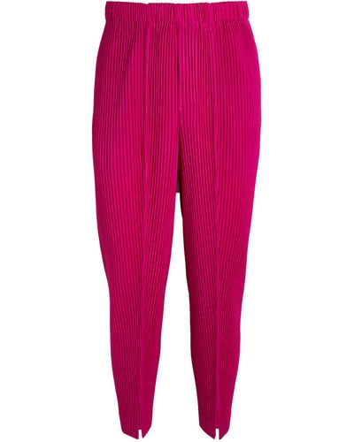 Homme Plissé Issey Miyake Split-cuff Pleated Straight Pants - Red