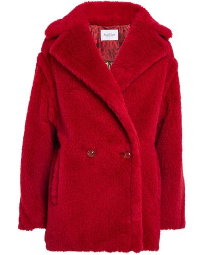 Max Mara Alpaca-blend Short Teddy Coat - Red