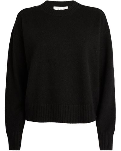 Yves Salomon Knitted Crew-neck Sweater - Black