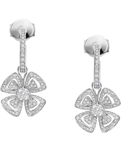 BVLGARI White Gold And Diamond Fiorever Hoop Earrings - Metallic