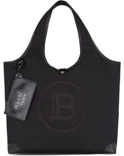 Balmain Canvas B-army Grocery Tote Bag - Black