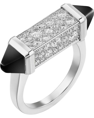 Cartier White Gold, Diamond And Onyx Les Berlingots De Ring - Metallic