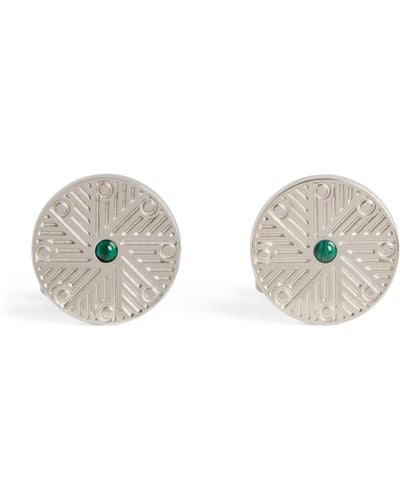 Dunhill Platinum-plated Silver And Malachite D-ray Cufflinks - Grey
