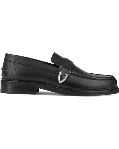 The Kooples Leather Buckle Loafers - Black