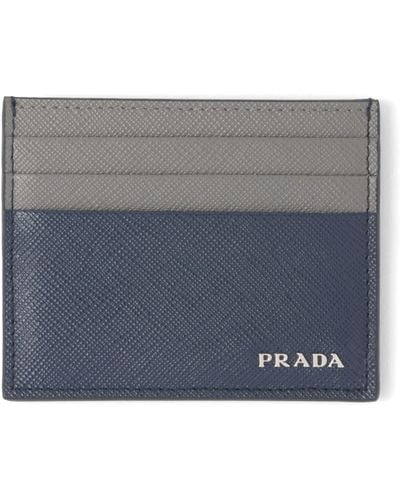 Prada Saffiano Leather Two-tone Card Holder - Grey