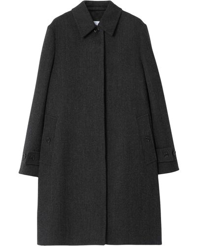 Burberry Wool-blend Herringbone Coat - Black