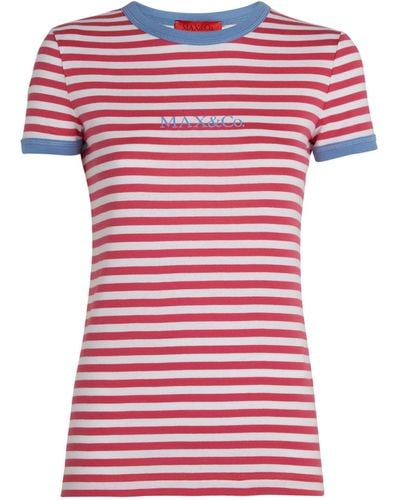 MAX&Co. Striped Logo T-shirt - Pink