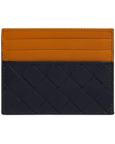 Bottega Veneta Leather Intrecciato Card Holder - Blue