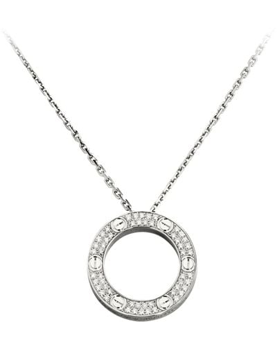 Cartier White Gold And Diamond Love Necklace - Metallic