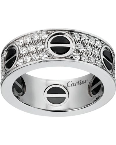 Cartier White Gold, Diamond And Ceramic Love Ring - Metallic