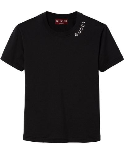 Gucci Crystal-embellished Logo T-shirt - Black