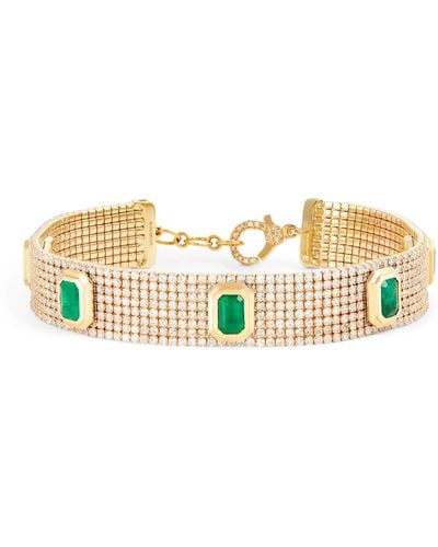 SHAY Yellow Gold, Diamond And Emerald Deco Bracelet - Metallic
