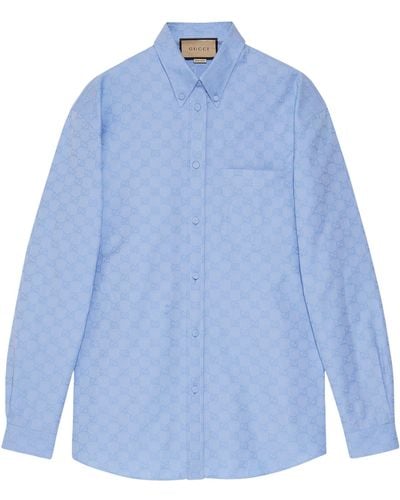 Gucci Cotton Gg Supreme Shirt - Blue