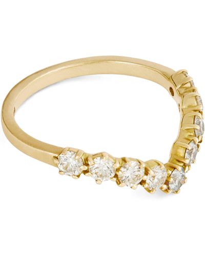 Jade Trau Yellow Gold And Diamond Catherine V Ring (size 6.5) - Metallic