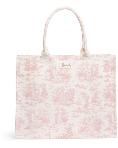 Harrods Toile Grocery Shopper Bag - Pink