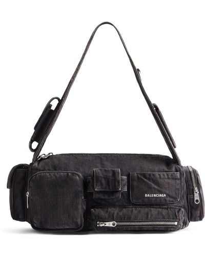 Balenciaga Demin Superbusy Sling Bag - Black