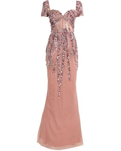 Zuhair Murad Embellished Miami Palm Tree Gown - Pink