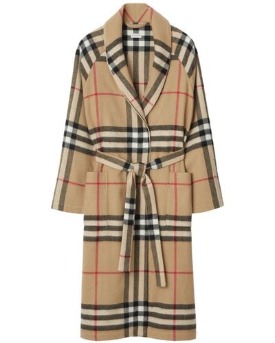 Burberry Cashmere Check Robe - Natural