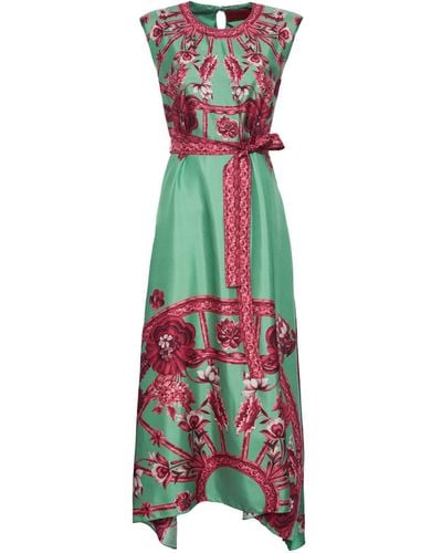 La DoubleJ Silk San Carlo Sleeveless Midi Dress - Green