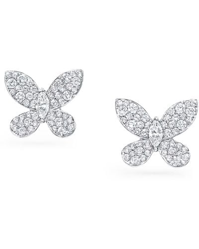 Graff White Gold And Diamond Butterfly Stud Earrings