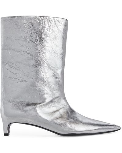 Jil Sander Metallic Leather Boots 30 - Grey