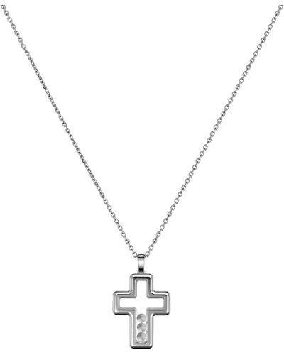 Chopard White Gold And Diamond Happy Diamonds Cross Necklace - Metallic